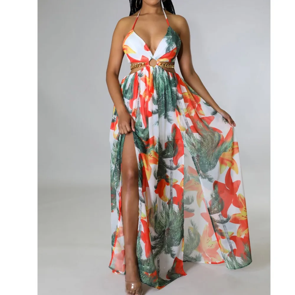 Color Flower Print Halter Neck Long Dresses Women Sexy Deep V-neck Hollow Out Backless Slit Dress Vacation Style Maxi Vestidos
Color Flower Print Halter Neck Long Dresses Women Sexy Deep V-neck Hollow Out Backless Slit Dress Vacation Style Maxi Vestidos
