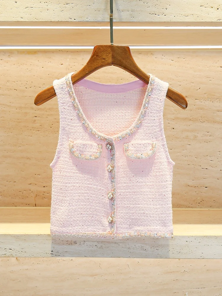 Высококачественный летний вязаный жилет Top Pearl Embellied V-Ne Commute Sle Slim Fit Button Design ort Length No Sve
Высококачественный летний вязаный жилет Top Pearl Embellied V-Ne Commute Sle Slim Fit Button Design ort Length No Sve