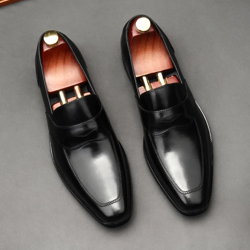 Fashion Men Luxury Dress Shoe Genuine Leather Pointed Toe Slip On Formal Wedding Casual Loafers Man Black Leather Oxford Man
Fashion Men Luxury Dress Shoe Genuine Leather Pointed Toe Slip On Formal Wedding Casual Loafers Man Black Leather Oxford Man