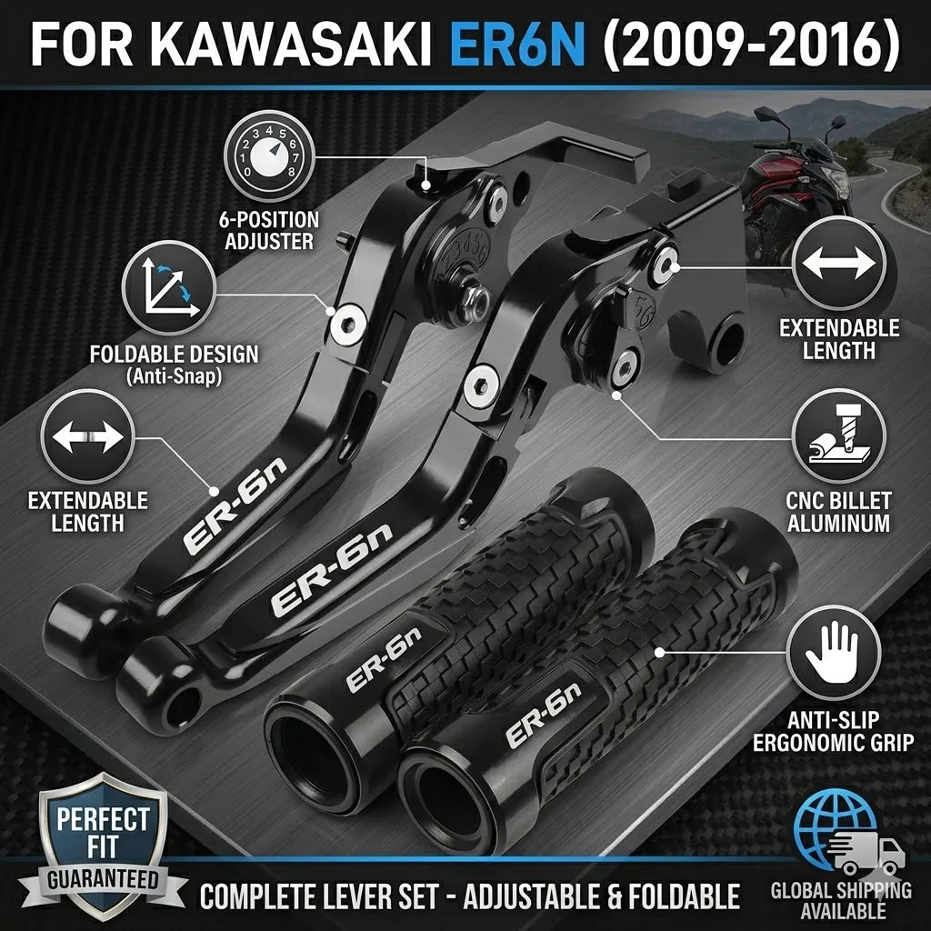 Kawasaki ER6N ER-6N ER 6N 2009-2016 2015 2014 2013 ER-6F ER6F Motorcycle Adjustable Brake Clutch Levers Handlebar grips ends
Kawasaki ER6N ER-6N ER 6N 2009-2016 2015 2014 2013 ER-6F ER6F Motorcycle Adjustable Brake Clutch Levers Handlebar grips ends
