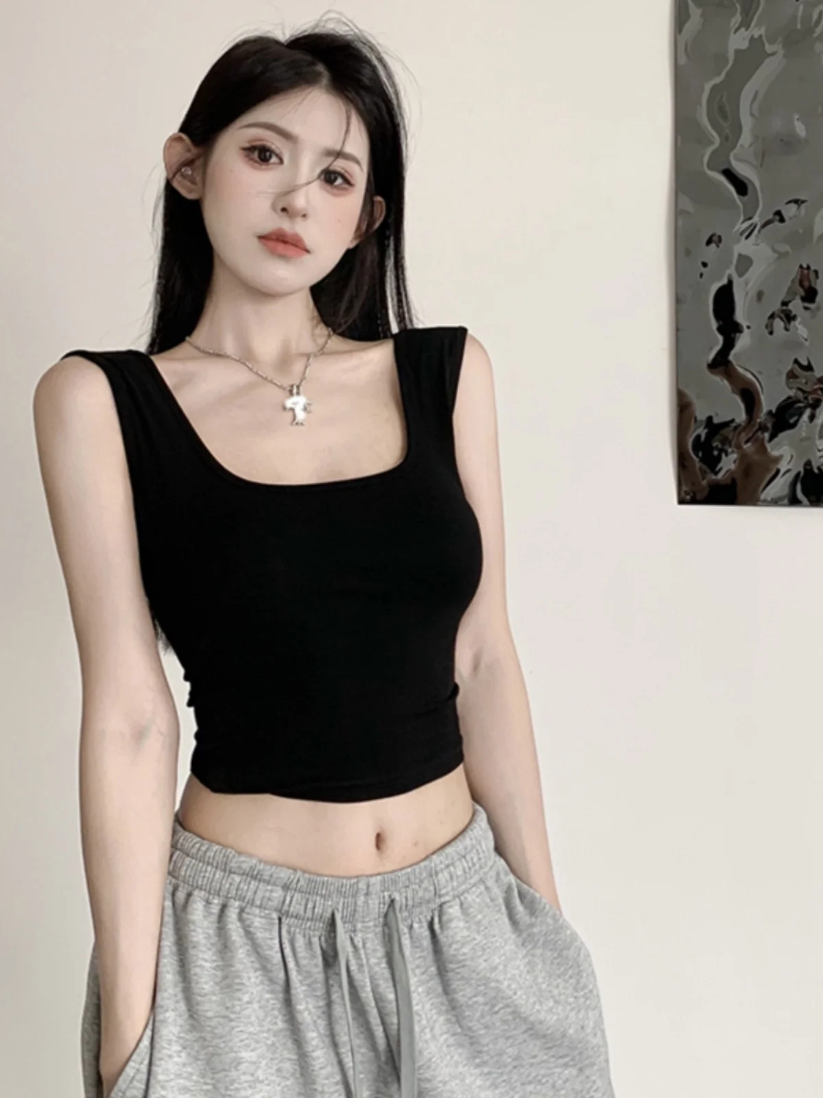 Square Collar Strap Vest Women's Summer Outdoor Yoga Fitn Top Belly Baring Bal Pure Color Commute Sle
Square Collar Strap Vest Women's Summer Outdoor Yoga Fitn Top Belly Baring Bal Pure Color Commute Sle