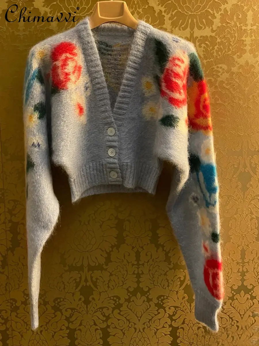 2022 Autumn and Winter New Long-Sleeved Mohair Sweater Cardigan Top Women's Elegant V-neck Short Batwing Shirt Knitted Coat
2022 Autumn and Winter New Long-Sleeved Mohair Sweater Cardigan Top Women's Elegant V-neck Short Batwing Shirt Knitted Coat