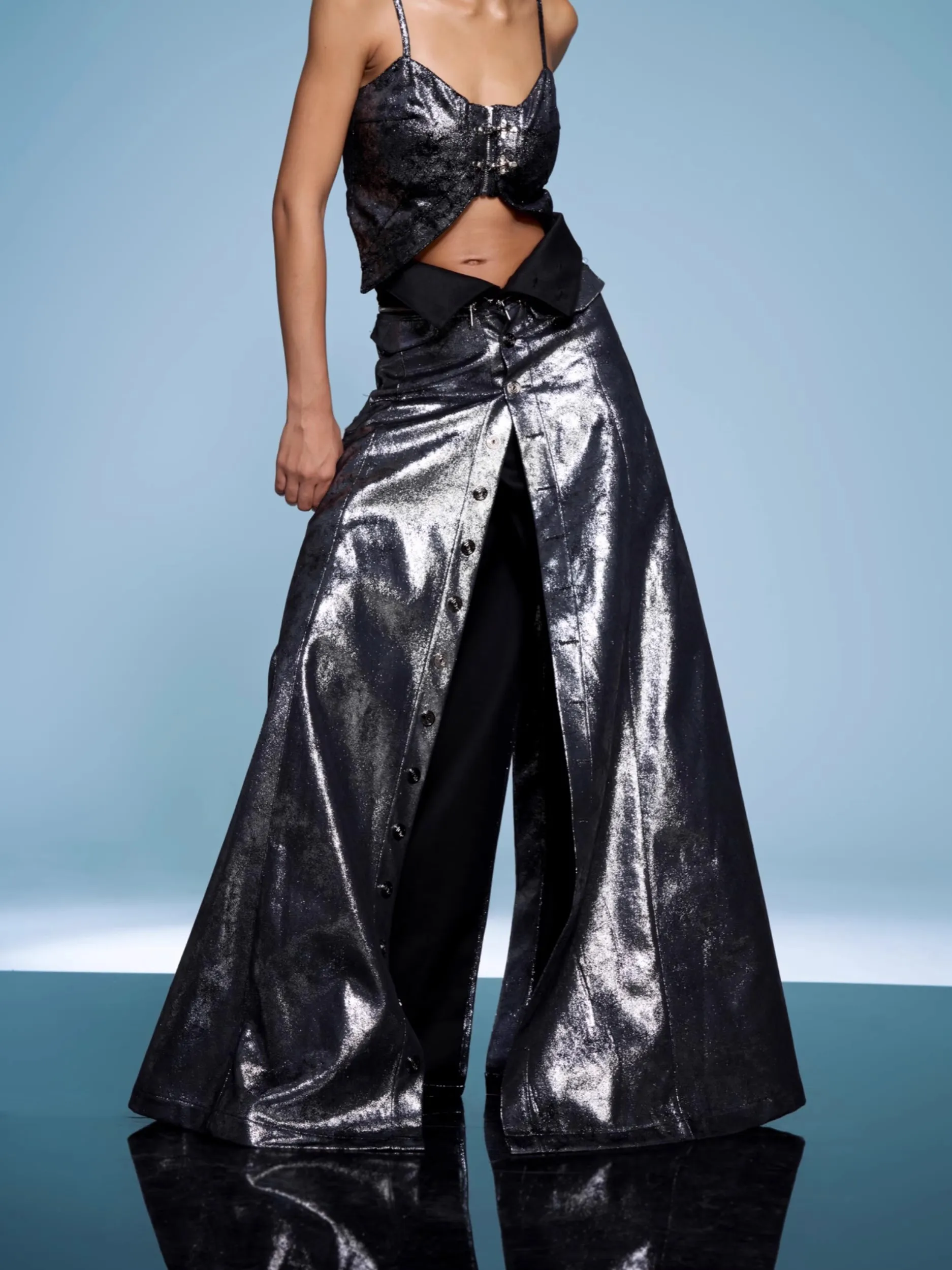 Mauroicardi Spring Autumn Long Straight Pants Men with Shiny Pu Leather Skirt Luxury Designer Emo Clothes European Streetwear
Mauroicardi Spring Autumn Long Straight Pants Men with Shiny Pu Leather Skirt Luxury Designer Emo Clothes European Streetwear