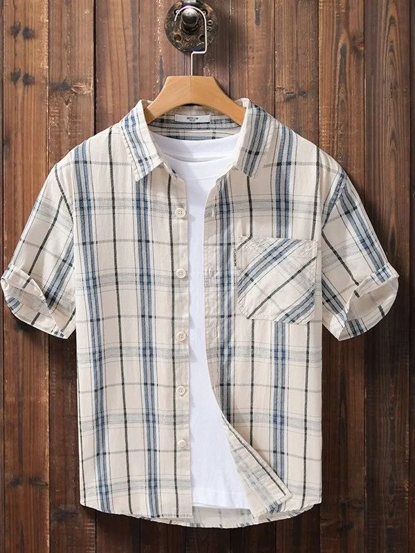 Summer Ice Silk Short Sleeve Casual Shirt Men's Anti-Wrinkle Non-Iron Elastic Business Casual Pocket Shirt Plaid Shirt Breath...
Summer Ice Silk Short Sleeve Casual Shirt Men's Anti-Wrinkle Non-Iron Elastic Business Casual Pocket Shirt Plaid Shirt Breath...