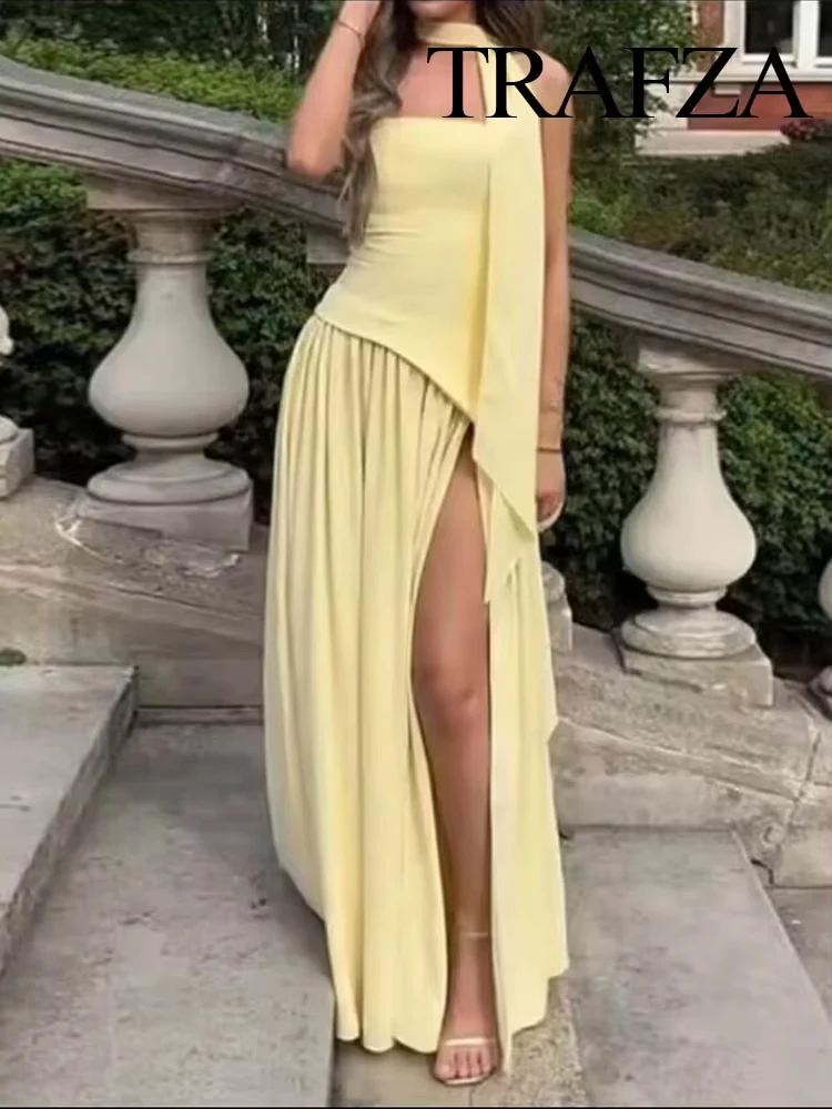 HH Woman Summer Holiday Off-Shoulder Sleeveless Dress Female Elegant Sexy Backless Pleated High Street Casual Long Dress 
HH Woman Summer Holiday Off-Shoulder Sleeveless Dress Female Elegant Sexy Backless Pleated High Street Casual Long Dress
