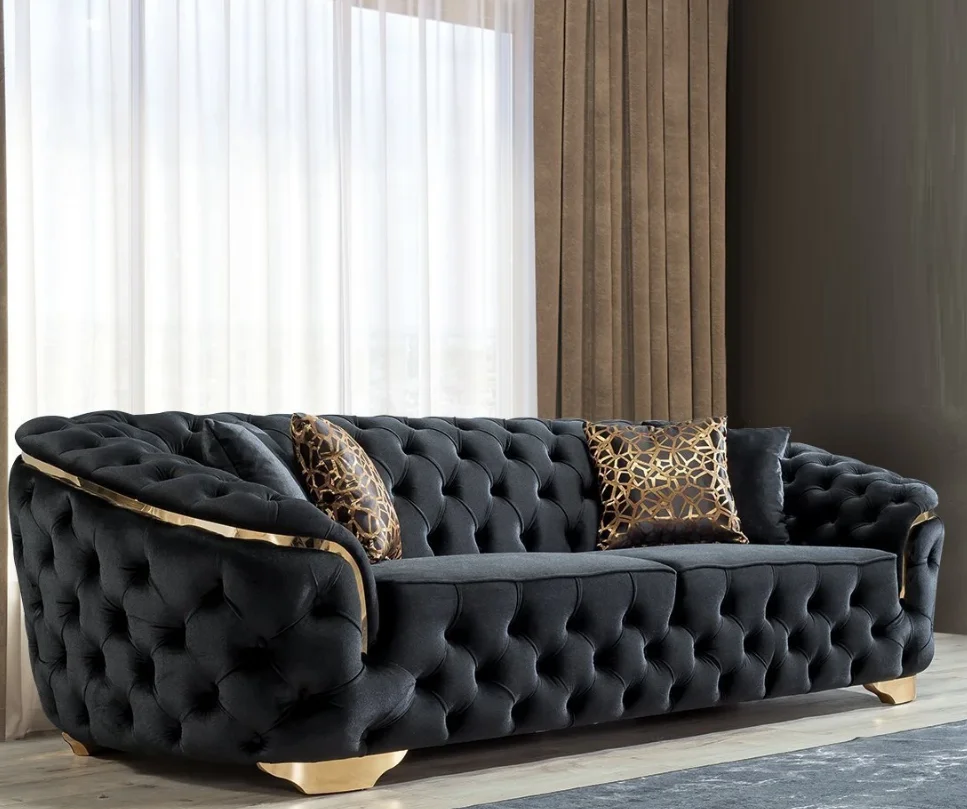 Luxury Living Room Stainless Steel Lounge Sofa 2-3 Seater Velvet Upholster Couch for Home Hotel
Luxury Living Room Stainless Steel Lounge Sofa 2-3 Seater Velvet Upholster Couch for Home Hotel