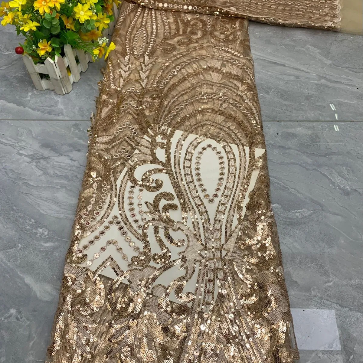 Multi-Color Sequin Lace Fabric, Gold Thread Mesh for Evening Gown Party Dress DIY Sewing Craft Material
Multi-Color Sequin Lace Fabric, Gold Thread Mesh for Evening Gown Party Dress DIY Sewing Craft Material