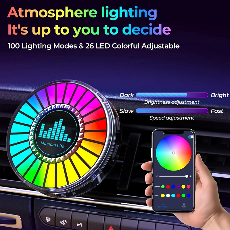 Desk Rhythm Light rgb Atmosphere lights APP music LED Sound pickup lamp Car Air outlet decorate Ambient Fragrance Aromatherapy
Desk Rhythm Light rgb Atmosphere lights APP music LED Sound pickup lamp Car Air outlet decorate Ambient Fragrance Aromatherapy