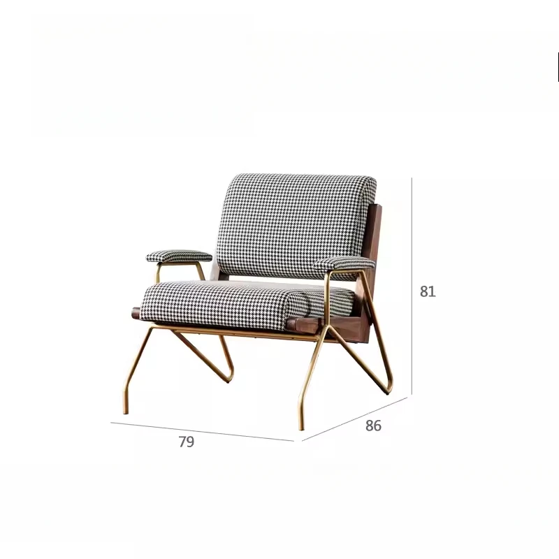 Nordic light luxury modern simple retro metal black walnut solid wood casual single sofa chair 
Nordic light luxury modern simple retro metal black walnut solid wood casual single sofa chair