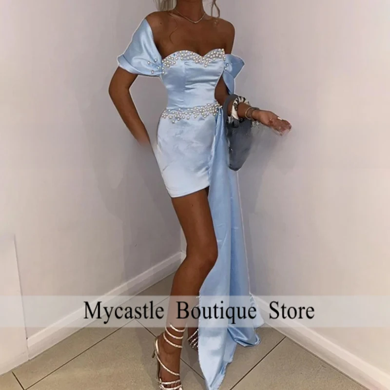 Short Sheath Bridesmaid Dresses With Beaded Short Sleeves Off Shoulder Customized Waistline Cap Wedding Party Dress
Short Sheath Bridesmaid Dresses With Beaded Short Sleeves Off Shoulder Customized Waistline Cap Wedding Party Dress