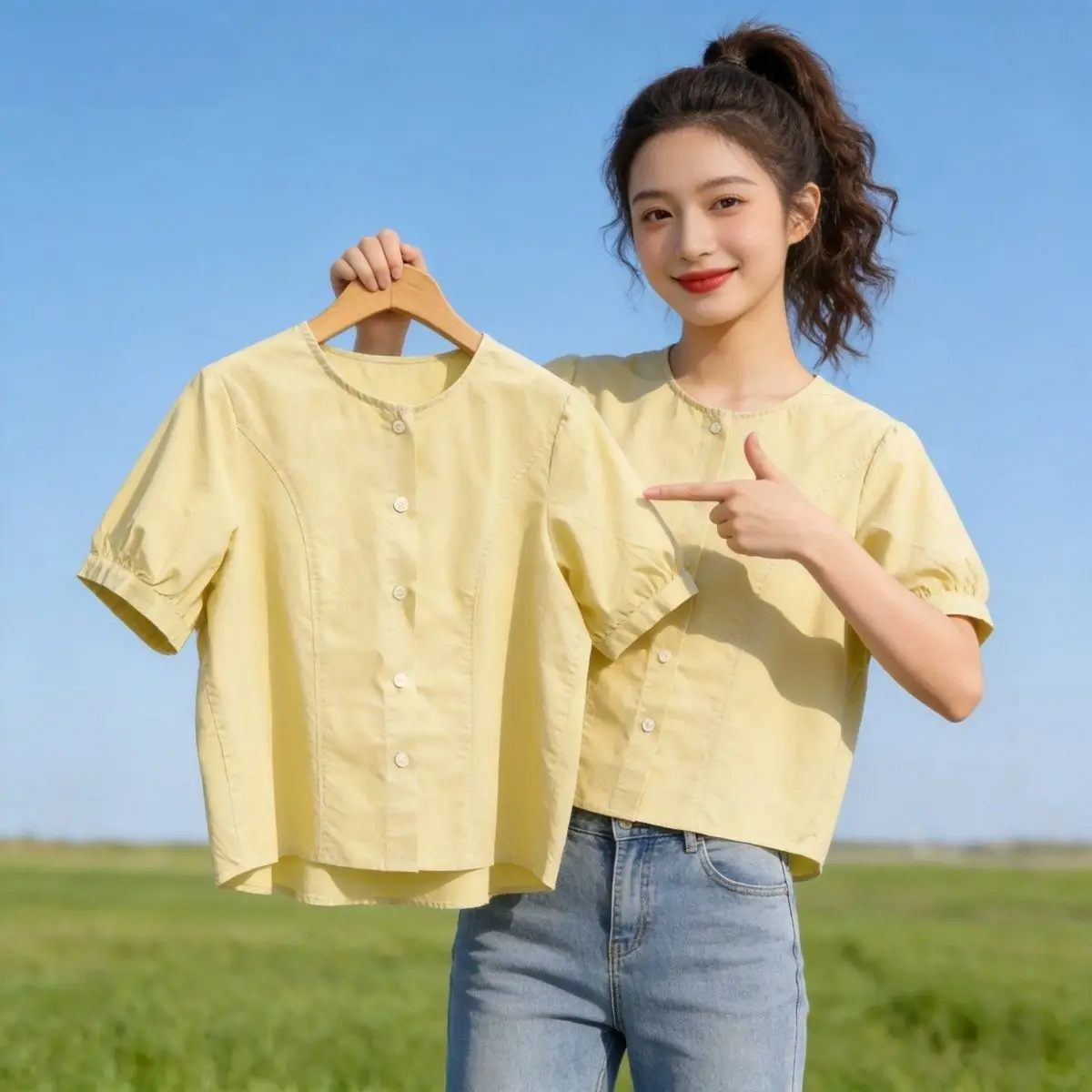Pure Cotton round Neck Short Sleeve Shirt Women's Loose Fit Versatile Top Simple Color Design Summer New Style French S...
Pure Cotton round Neck Short Sleeve Shirt Women's Loose Fit Versatile Top Simple Color Design Summer New Style French S...