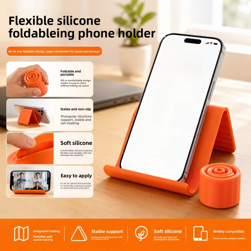 Silicone Foldable Phone Stand, Universal Anti-Slip Desktop Holder, Portable Lazy Bracket for Phone & Tablet, Office & For Videos
Silicone Foldable Phone Stand, Universal Anti-Slip Desktop Holder, Portable Lazy Bracket for Phone & Tablet, Office & For Videos