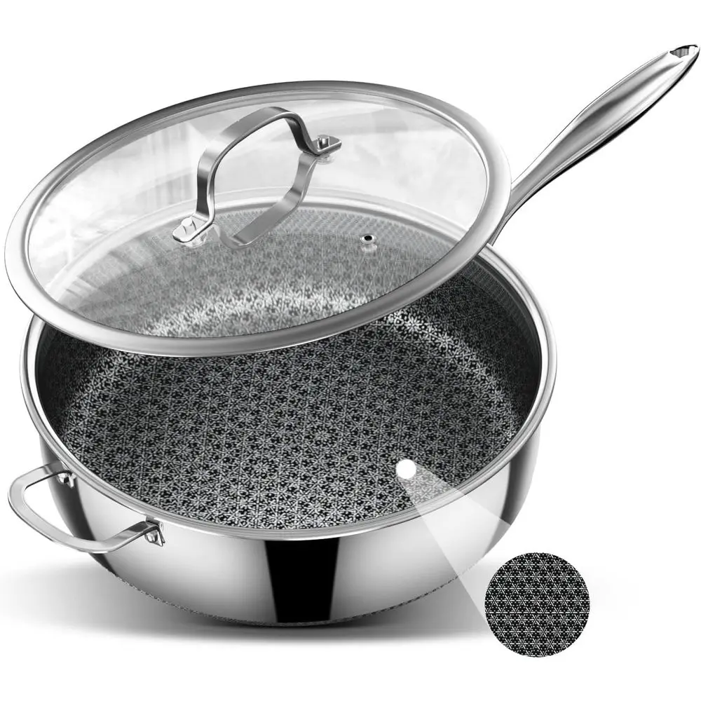 Сковорода-сотейник 5 кварт с крышкой, 10-дюймовая 5-слойная кастрюля из нержавеющей стали с крышкой, антипригарные сковороды, глубокая сковорода для жарки без покрытия
Сковорода-сотейник 5 кварт с крышкой, 10-дюймовая 5-слойная кастрюля из нержавеющей стали с крышкой, антипригарные сковороды, глубокая сковорода для жарки без покрытия