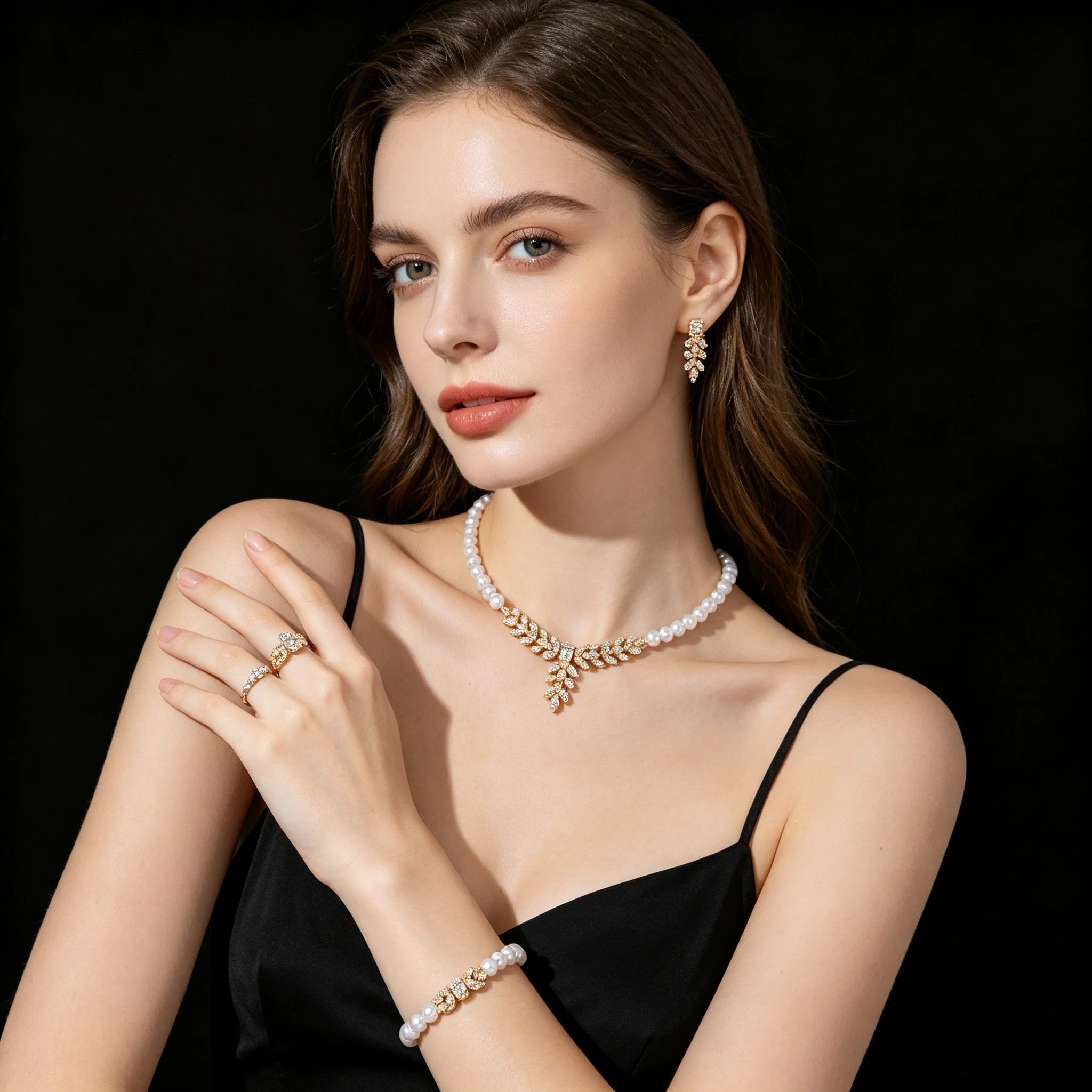017836 Dubai Pearl Necklace Set for Women Cubic Zirconia Party Engagement Wedding Jewelry sets Dress Suits Trendy Accessories
017836 Dubai Pearl Necklace Set for Women Cubic Zirconia Party Engagement Wedding Jewelry sets Dress Suits Trendy Accessories