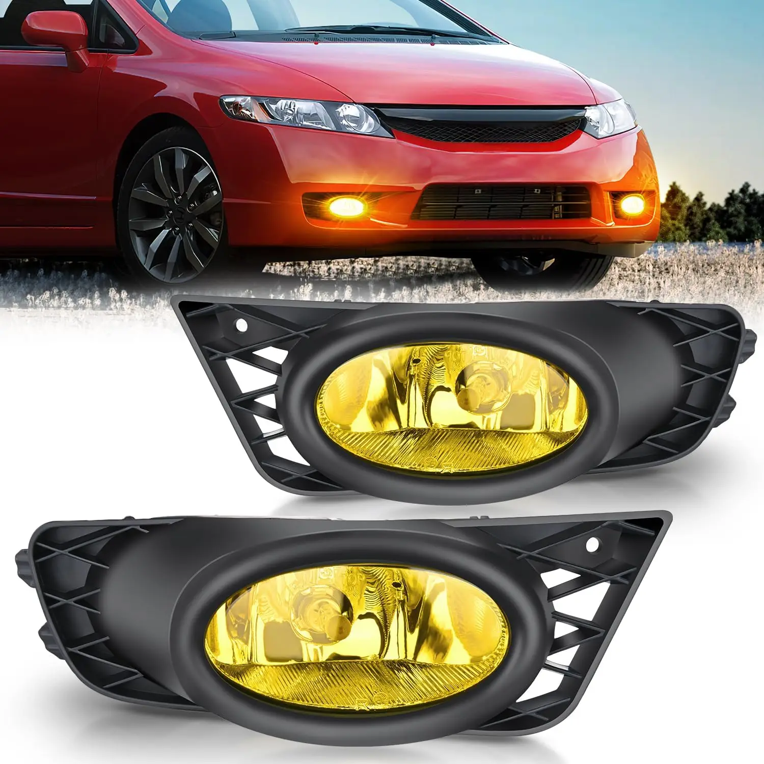 Nilight Fog Light Assembly Compatible with Honda Civic Sedan 2009 2010 2011 4 Door with Amber Lens Lamps Replacement H11 12V 55W Bulbs
Nilight Fog Light Assembly Compatible with Honda Civic Sedan 2009 2010 2011 4 Door with Amber Lens Lamps Replacement H11 12V 55W Bulbs