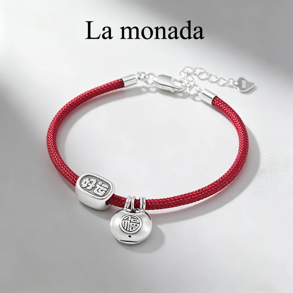 La Monada 999 Pure Silver Lucky Red String Bracelet Fu Charm Good Fortune Pendant Red Thread Rope Bracelet For Women Chinese
La Monada 999 Pure Silver Lucky Red String Bracelet Fu Charm Good Fortune Pendant Red Thread Rope Bracelet For Women Chinese