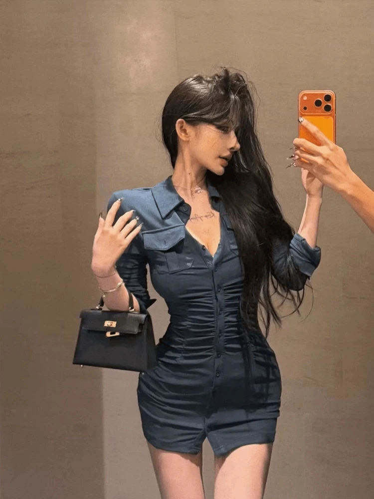 Sexy Slim Fit Shirt Dress with Pleats High Waist Butt Covering Short Skirt for Plump Women City Commute Casual Daily Wear
Sexy Slim Fit Shirt Dress with Pleats High Waist Butt Covering Short Skirt for Plump Women City Commute Casual Daily Wear