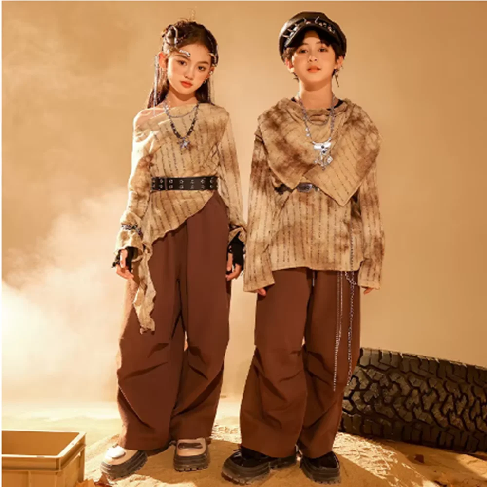 Children Jazz Dance Clothing Girls Kpop Stage Costume Hip Hop Tops Long Sleeve Brown Pants Kids Model Show Fashion Clothes
Children Jazz Dance Clothing Girls Kpop Stage Costume Hip Hop Tops Long Sleeve Brown Pants Kids Model Show Fashion Clothes