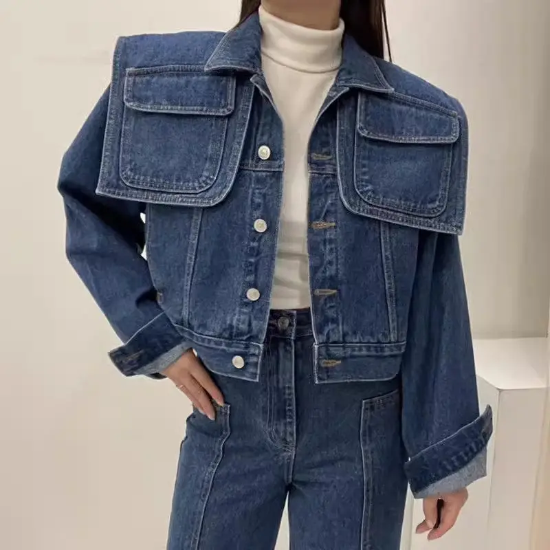 Korean Chic Denim Jacket Womens 2024 Autumn Winter Handsome Lapel Shawl Pocket Design Loose Casual Versatile Jeans Coat K1158
Korean Chic Denim Jacket Womens 2024 Autumn Winter Handsome Lapel Shawl Pocket Design Loose Casual Versatile Jeans Coat K1158