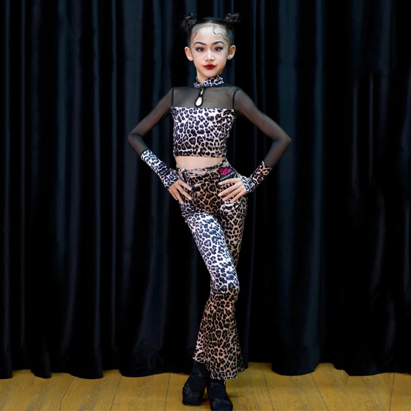 Kids Ballroom Dance Clothes Girls Latin Dance Costumes Mesh Sleeves Latin Top Leopard Pants For Children Dance Wear SL9545
Kids Ballroom Dance Clothes Girls Latin Dance Costumes Mesh Sleeves Latin Top Leopard Pants For Children Dance Wear SL9545