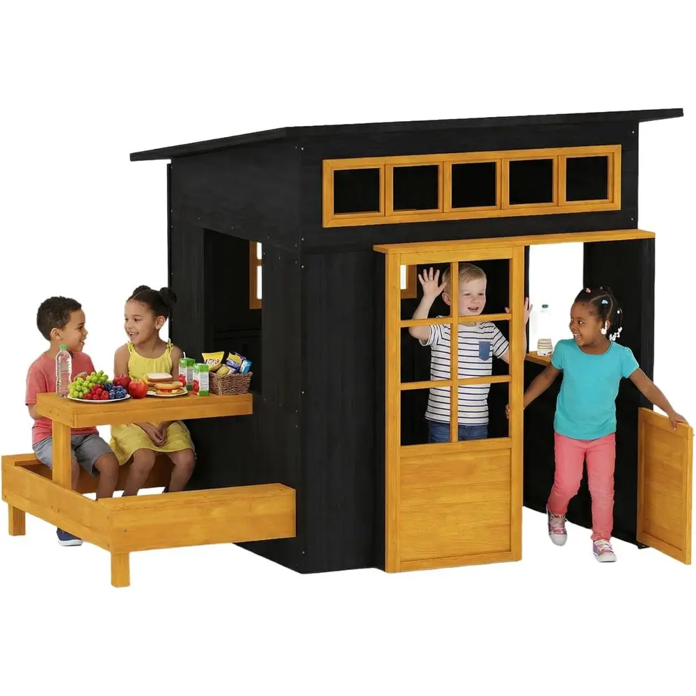 Qaba Kids Outdoor Playhouse, ir Wooden Kids Playhouse with Picnic Table and Benches, Chalkboards, Hal Door, Windows, DIY Cottage
Qaba Kids Outdoor Playhouse, ir Wooden Kids Playhouse with Picnic Table and Benches, Chalkboards, Hal Door, Windows, DIY Cottage