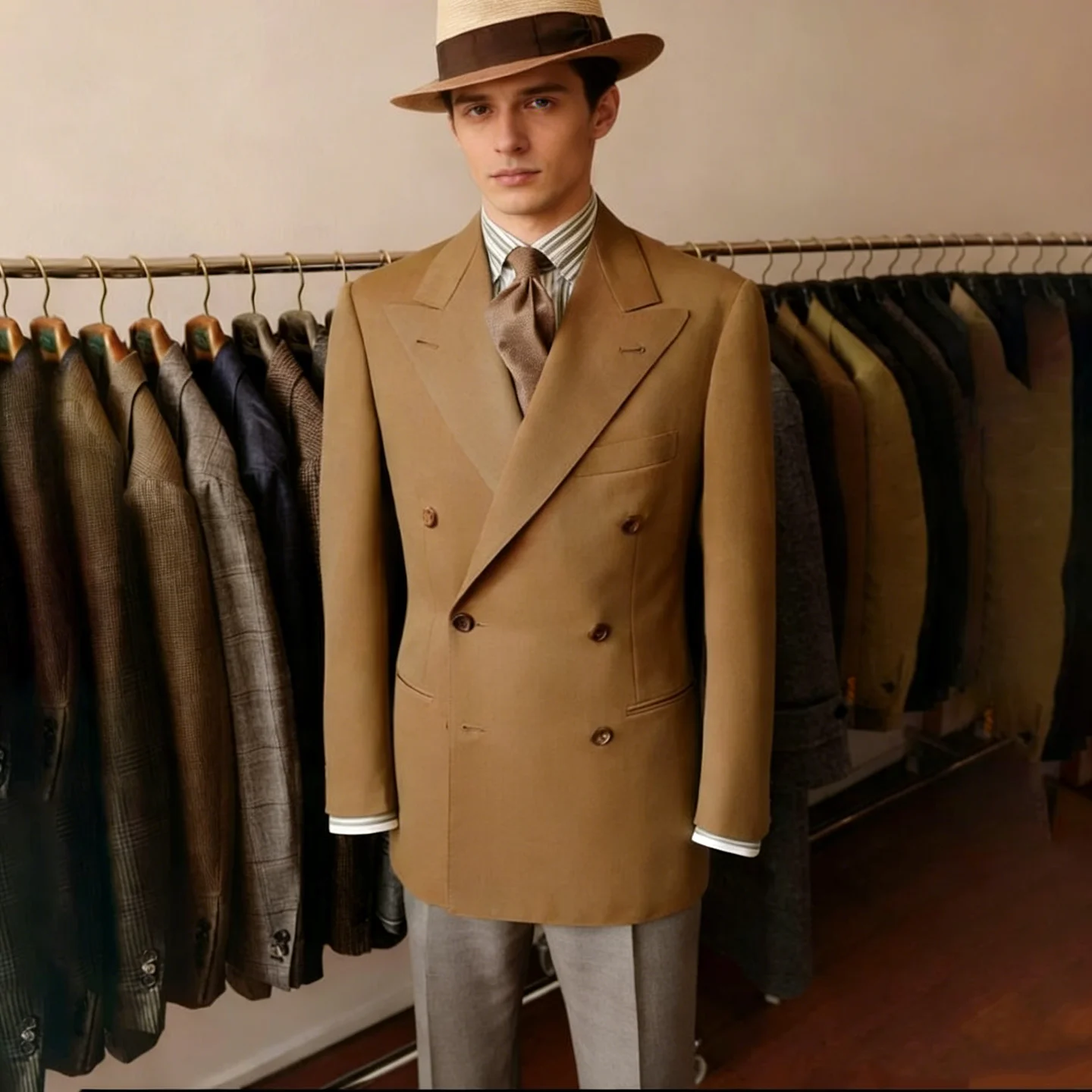 Formal khaki Men's Suits Business Jacket Double Breasted Slim Fit High Quality Wedding Groom Party Blazers Suits Male Customized
Formal khaki Men's Suits Business Jacket Double Breasted Slim Fit High Quality Wedding Groom Party Blazers Suits Male Customized