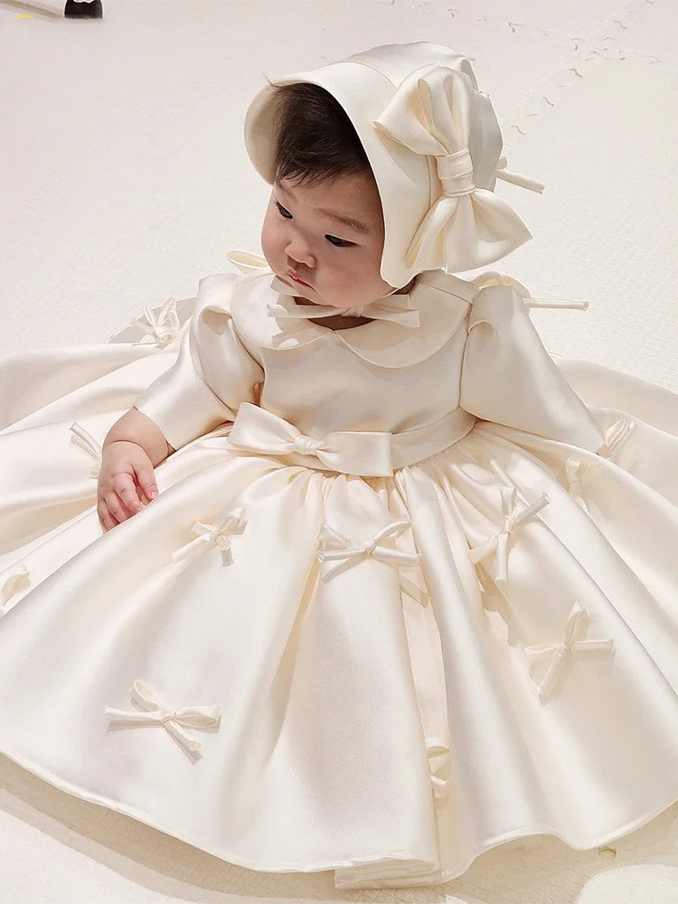 Custom Baby Flower Girl Dress Wedding Baptism Birthday Pageant Dress Satin Bow Hat Princess Dress For Toddler Girls
Custom Baby Flower Girl Dress Wedding Baptism Birthday Pageant Dress Satin Bow Hat Princess Dress For Toddler Girls