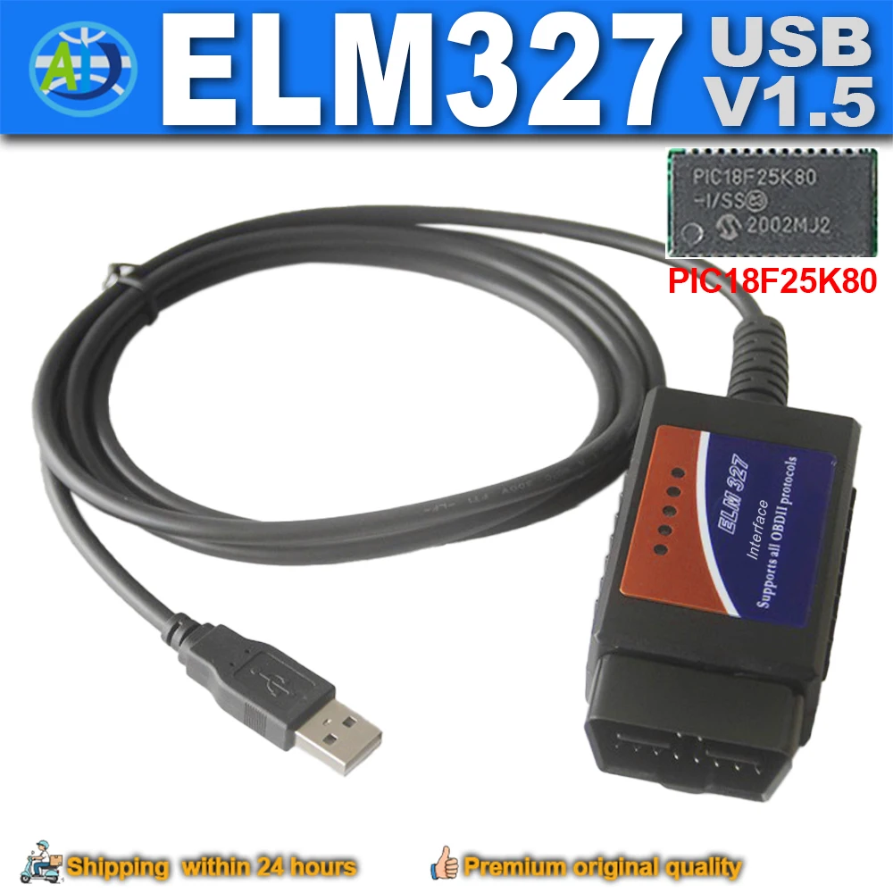 ELM327 USB V1.5 Car OBD2 Diagnostic Tool PIC18F25K80 OBDII Interface Scanner CAN Auto Code Reader ELM327 Interface For ScanTool
ELM327 USB V1.5 Car OBD2 Diagnostic Tool PIC18F25K80 OBDII Interface Scanner CAN Auto Code Reader ELM327 Interface For ScanTool
