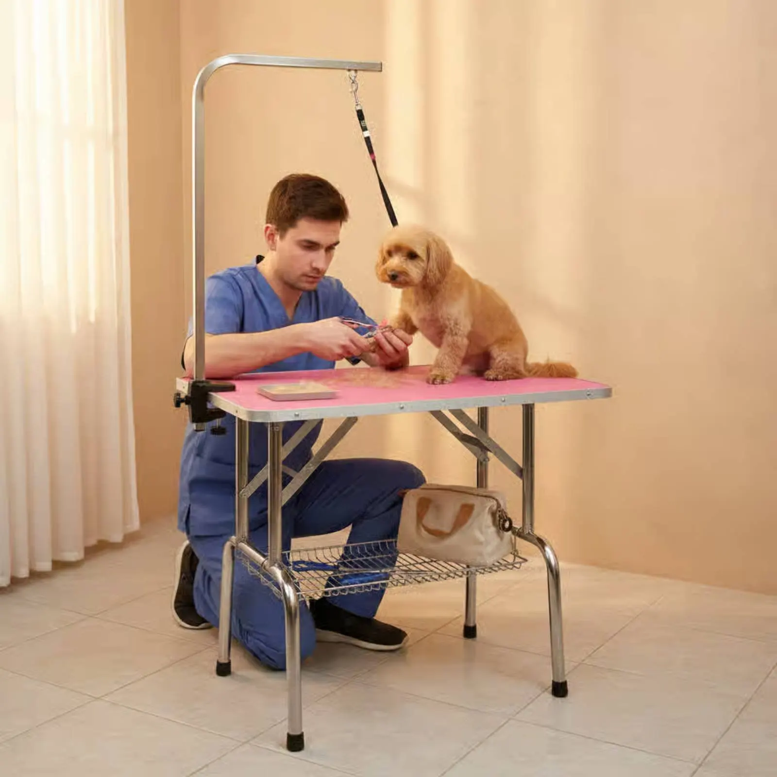 Foldable Pet Grooming Table Non-Slip Surface Foldable Dog Grooming Table Waterproof Stable Construction
Foldable Pet Grooming Table Non-Slip Surface Foldable Dog Grooming Table Waterproof Stable Construction