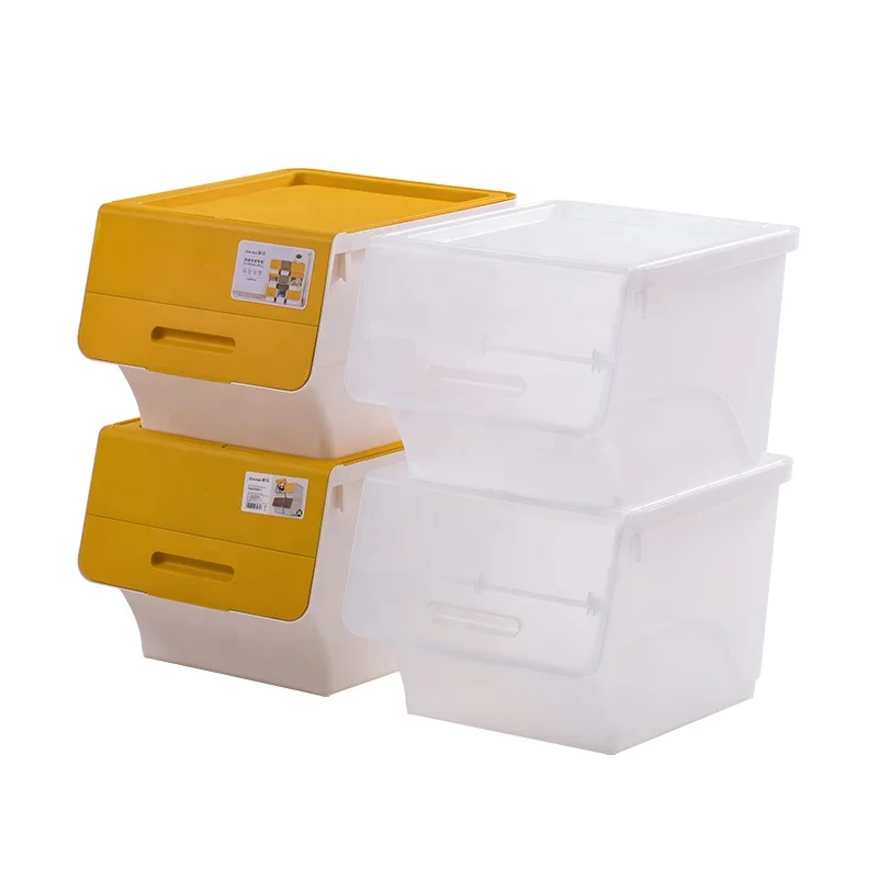 Front Opening Large Plastic Storage Boxes Stackable Snack Toys Storage Container
Front Opening Large Plastic Storage Boxes Stackable Snack Toys Storage Container