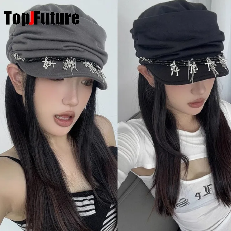 Original Hand drawn Y2K Girl Harajuku Gothic Lolita Women Punk Subculture leisure beads Cap Streetwear Sun hat beret
Original Hand drawn Y2K Girl Harajuku Gothic Lolita Women Punk Subculture leisure beads Cap Streetwear Sun hat beret