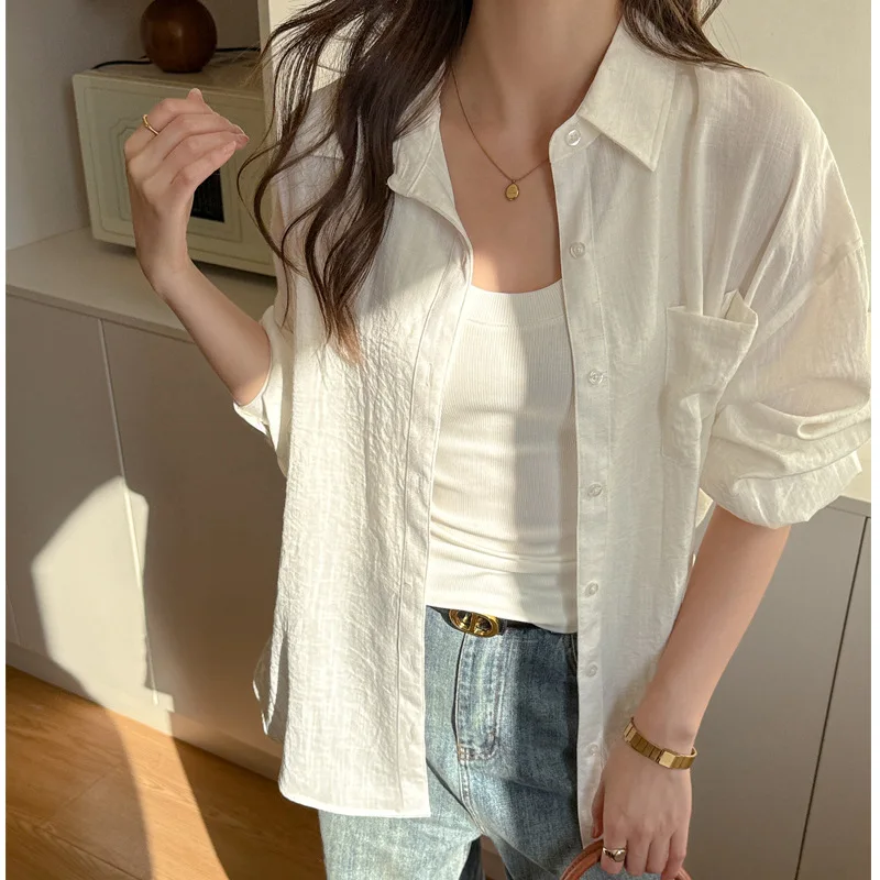 Linen sunscreen shirt women's Korean version large version loose and thin UV protection jacket versatile simple air-conditioning
Linen sunscreen shirt women's Korean version large version loose and thin UV protection jacket versatile simple air-conditioning