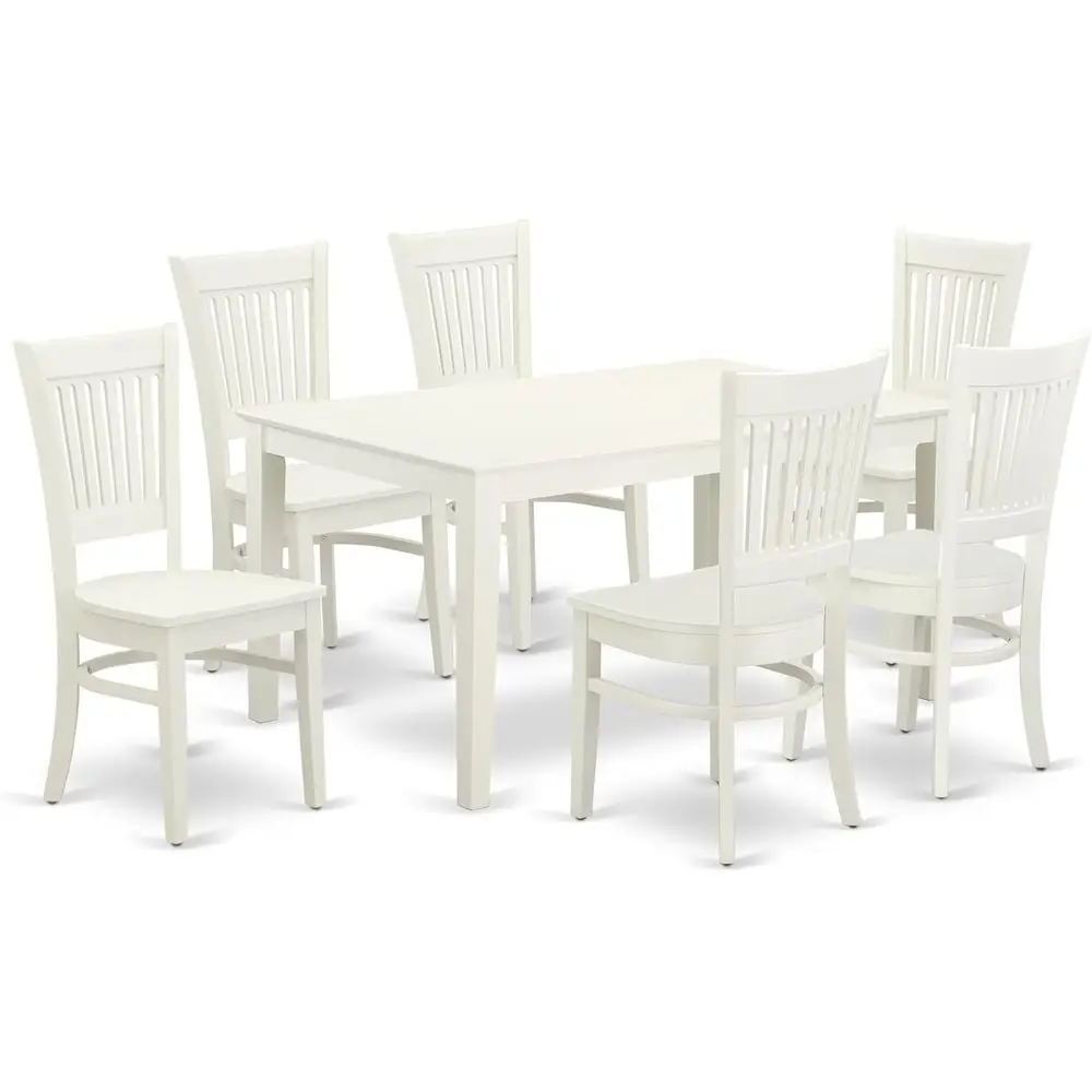 Linen White 7-Piece Dining Set with 6 Chairs, 36x60 Inch Rectangular Table
Linen White 7-Piece Dining Set with 6 Chairs, 36x60 Inch Rectangular Table