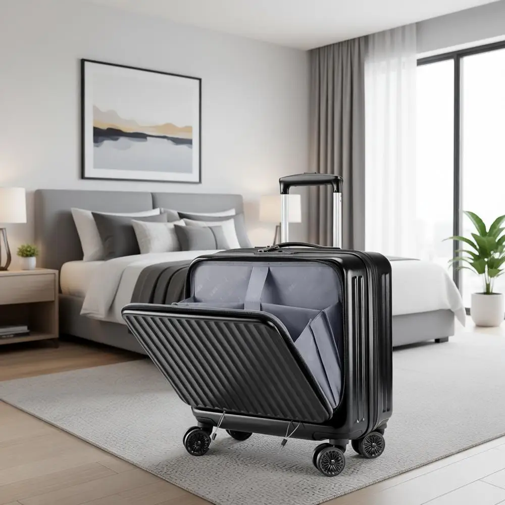 16 Inch Airline Approved Hard Shell Carry-On Suitcase with TSA Lock, Black for Travel
16 Inch Airline Approved Hard Shell Carry-On Suitcase with TSA Lock, Black for Travel