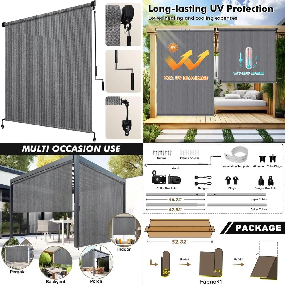 Аккумуляторные уличные рулонные шторы шириной 8 футов x высотой 6 футов, серые наружные жалюзи для патио со сращенным стержнем, свернутые шторы для
Аккумуляторные уличные рулонные шторы шириной 8 футов x высотой 6 футов, серые наружные жалюзи для патио со сращенным стержнем, свернутые шторы для