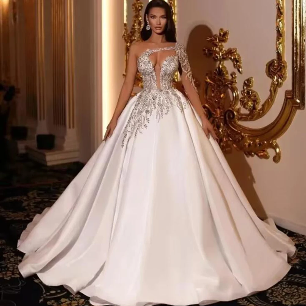 Aso Ebi Lvory Prom Dress Wedding Dresses Beaded Crystals Sexy One Shoulder Bridal Gowns Dress Customized Bride Mariage Clothing
Aso Ebi Lvory Prom Dress Wedding Dresses Beaded Crystals Sexy One Shoulder Bridal Gowns Dress Customized Bride Mariage Clothing