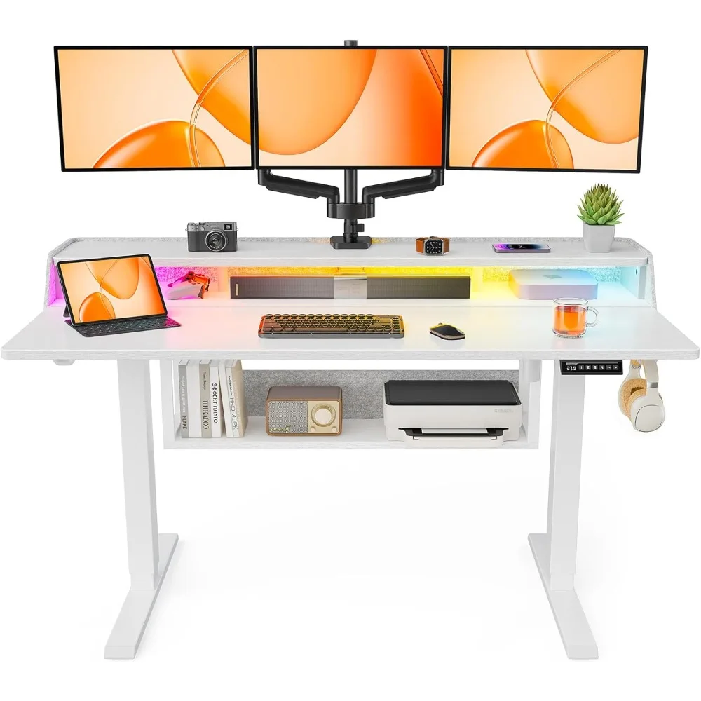 Standing Desk, 55" x 28" Electric Height Adjustable Desk with Storage Shelves, C-Clamp Mount Compatible, Ergonomic Sit Stand Up
Standing Desk, 55" x 28" Electric Height Adjustable Desk with Storage Shelves, C-Clamp Mount Compatible, Ergonomic Sit Stand Up
