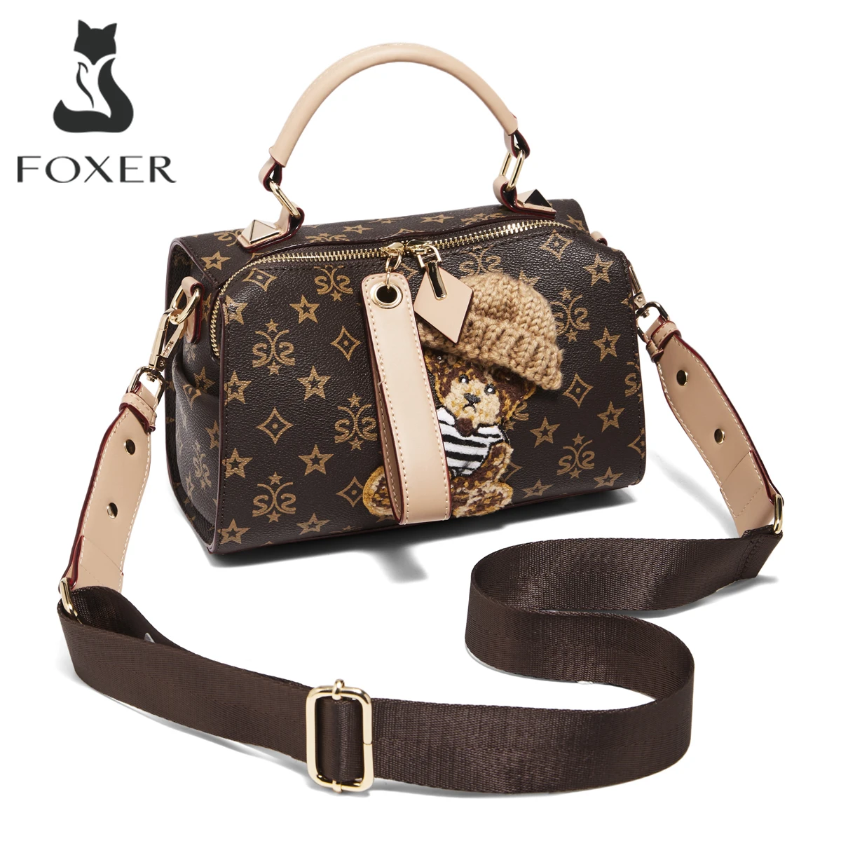 Дизайнерская женская сумка FOXER из высококачественной искусственной кожи, сумка-бостон с регулируемым ремнем, повседневная сумка через плечо для поездок на работу
Дизайнерская женская сумка FOXER из высококачественной искусственной кожи, сумка-бостон с регулируемым ремнем, повседневная сумка через плечо для поездок на работу