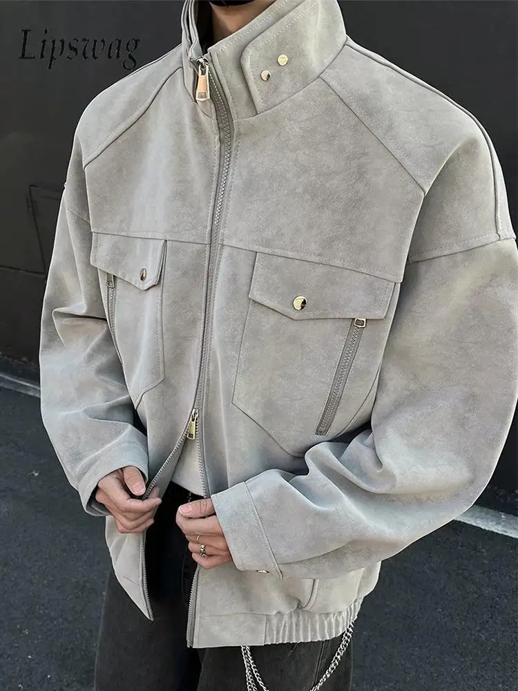 Spring Autumn Outdoor Casual Mens Jackets Stylish Solid Color Multi Pockets Cargo Jacket Vintage Stand Collar Zip-up Men Coats
Spring Autumn Outdoor Casual Mens Jackets Stylish Solid Color Multi Pockets Cargo Jacket Vintage Stand Collar Zip-up Men Coats