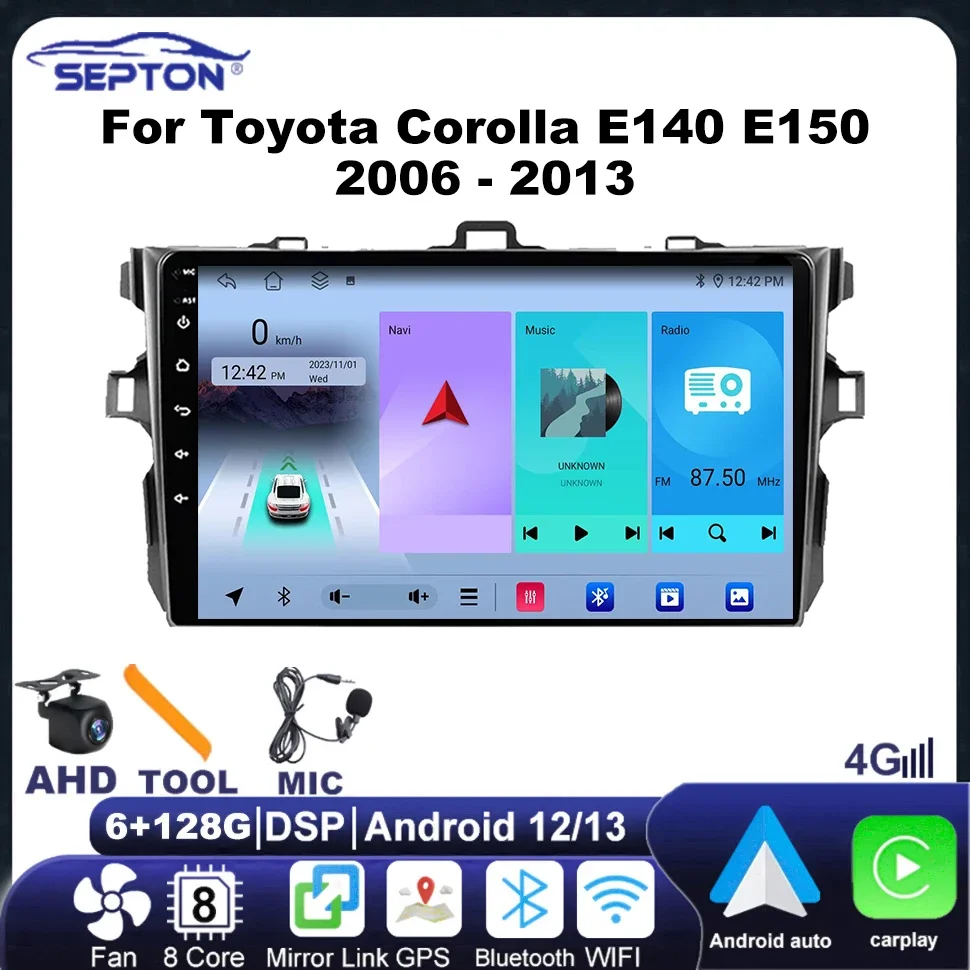 Автомобильный стерео радио SEPTON, беспроводной Android Auto Carplay для Toyota Corolla E140 E150 2006-2013 9 дюймов, 4G GPS, WIFI BT 2din, головное устройство
Автомобильный стерео радио SEPTON, беспроводной Android Auto Carplay для Toyota Corolla E140 E150 2006-2013 9 дюймов, 4G GPS, WIFI BT 2din, головное устройство