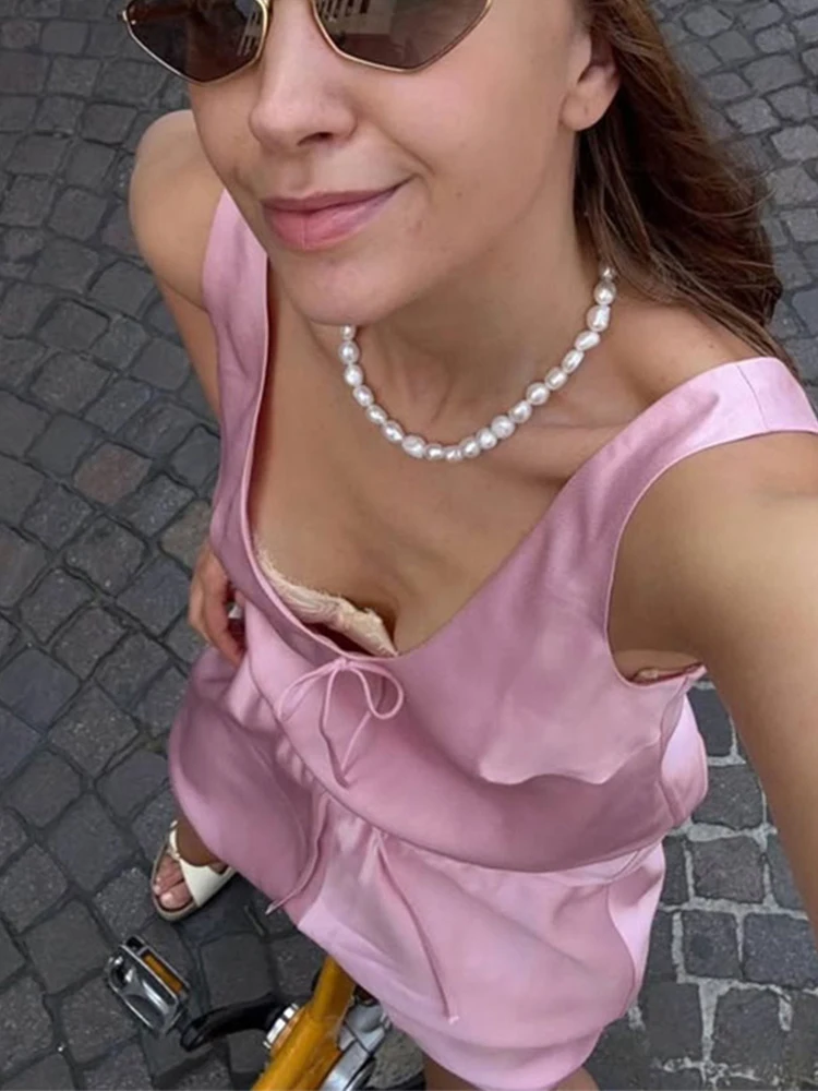 Pink Stain Shorts Set Fashion Women's Loose Sleeveless Sling Lace Up Tops Suits 2025 Female Daily Holiday Street Outfits Autumn
Pink Stain Shorts Set Fashion Women's Loose Sleeveless Sling Lace Up Tops Suits 2025 Female Daily Holiday Street Outfits Autumn