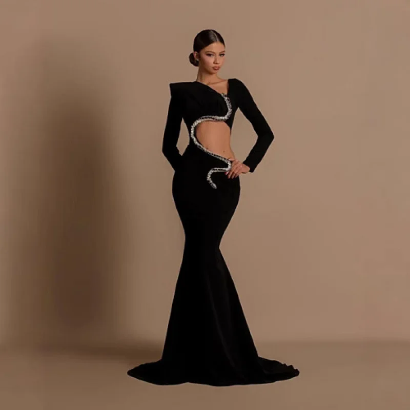 European and American Style Hot-Selling Black Hollow-Out Long-Sleeve Slim-Fit Mermaid Dress Sexy Socialite Gown
European and American Style Hot-Selling Black Hollow-Out Long-Sleeve Slim-Fit Mermaid Dress Sexy Socialite Gown