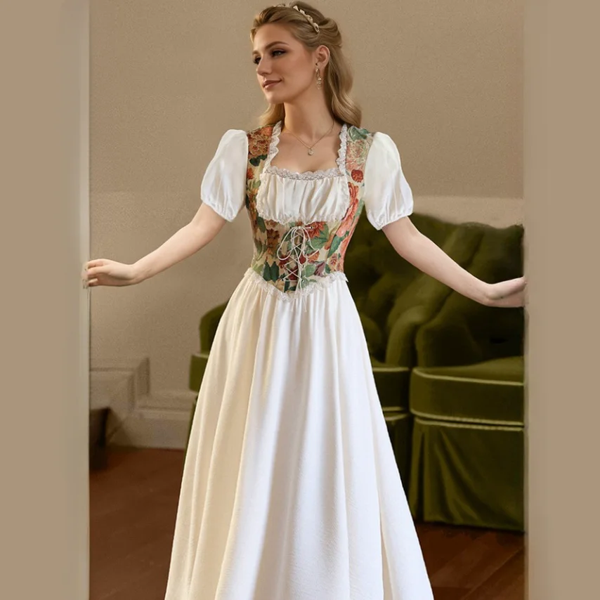 Elegant Cottage Style Princess Dresses Woman Vintage Chic Painting Corset Dress
Elegant Cottage Style Princess Dresses Woman Vintage Chic Painting Corset Dress