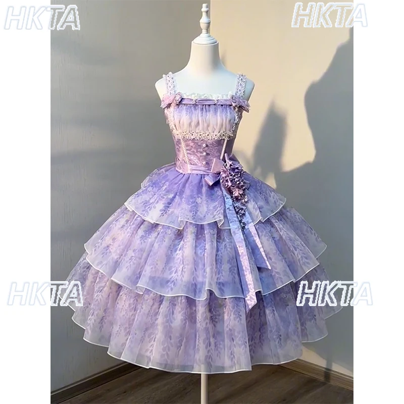 Sweet Lolita Birthday Purple Suspender Dresses Women Student Bar Mitzvah Temperament Elegant Cake Slim Print Bow Princess Dress
Sweet Lolita Birthday Purple Suspender Dresses Women Student Bar Mitzvah Temperament Elegant Cake Slim Print Bow Princess Dress