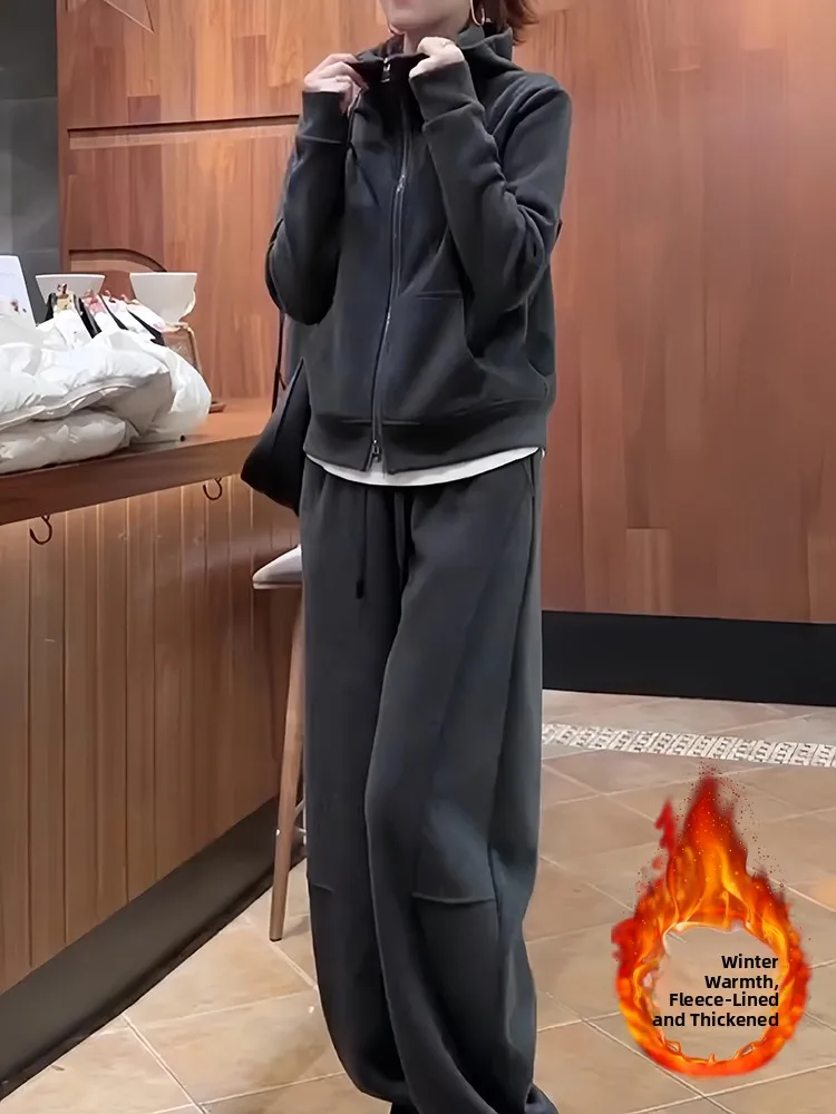 Faionable Sportswear Set Women's Hoodie And Wide Leg Pants Two Piece Suit Casual Sle Autumn Winter New Arrival
Faionable Sportswear Set Women's Hoodie And Wide Leg Pants Two Piece Suit Casual Sle Autumn Winter New Arrival