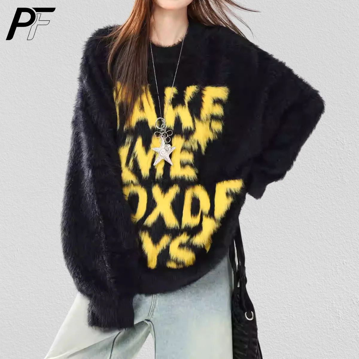 Y2K Harajuku Fuzzy Pullover Bold Letter Print Crew Neck Loose Fit Long Sleeve Casual Streetwear Sweater Top With Stars 2026 New
Y2K Harajuku Fuzzy Pullover Bold Letter Print Crew Neck Loose Fit Long Sleeve Casual Streetwear Sweater Top With Stars 2026 New