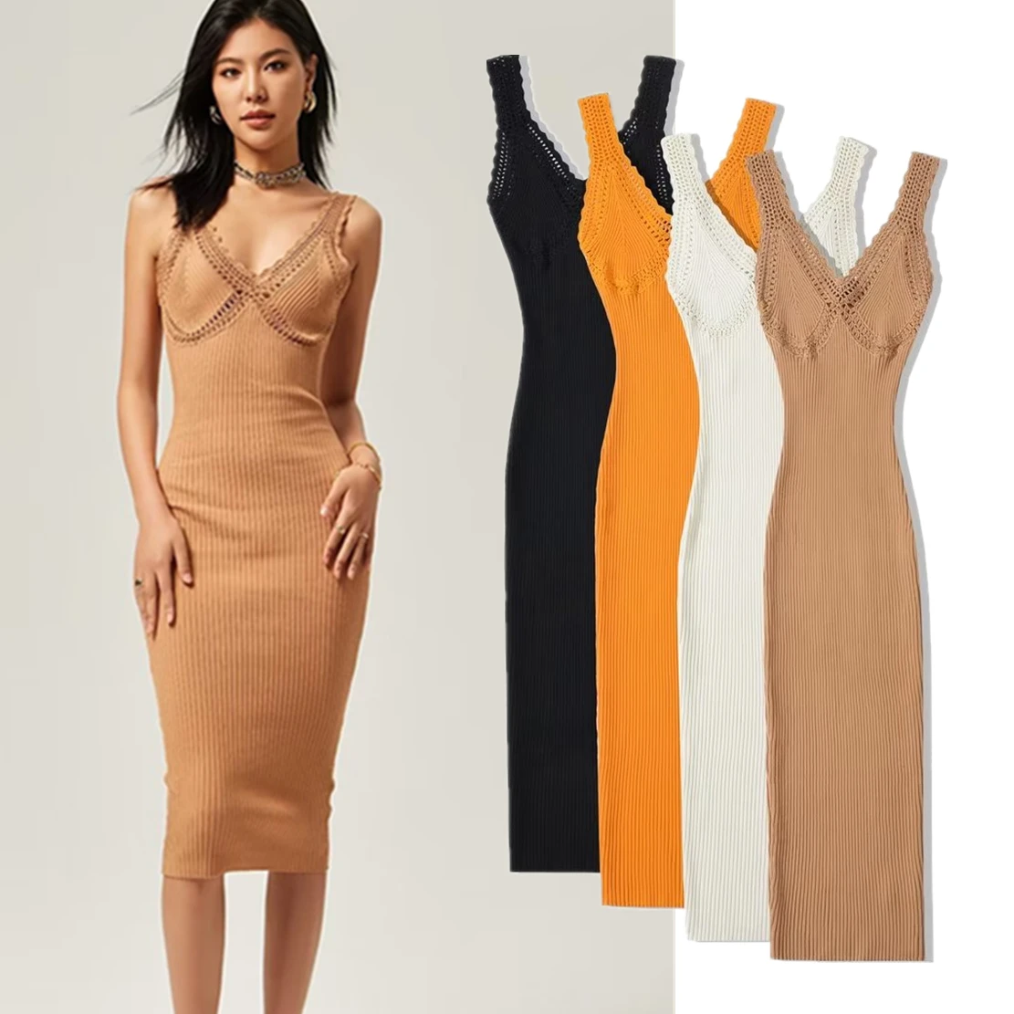 Jenny&Dave 2024 French Retro Sexy Lace Stitching Sling Knit Tank Dress Summer Solid Color Elegant Slim Party Dress
Jenny&Dave 2024 French Retro Sexy Lace Stitching Sling Knit Tank Dress Summer Solid Color Elegant Slim Party Dress