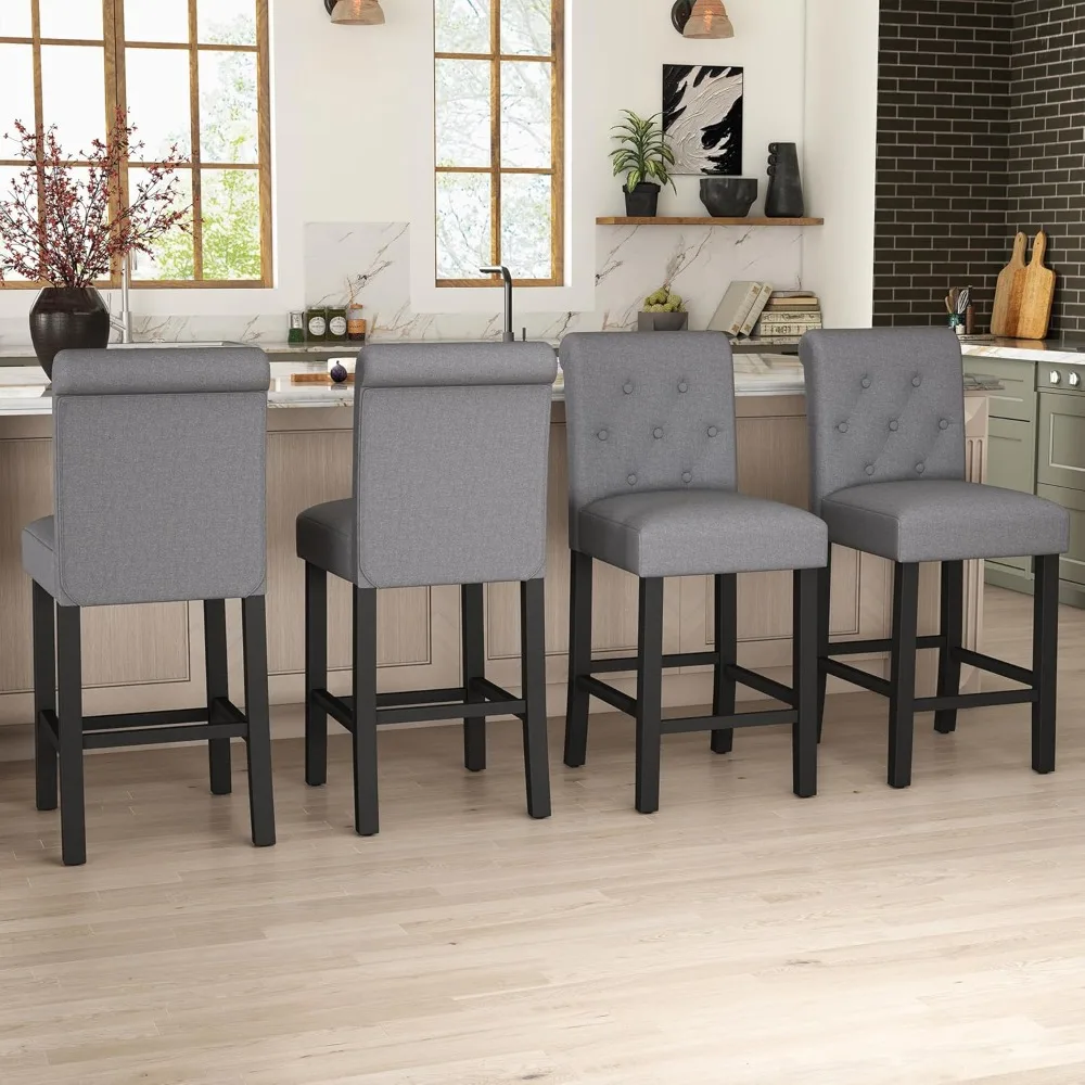 24-дюймовый барный стул со столешницей, набор из 4 стульев для кухонного острова, барные стулья с мягкой спинкой, тканевый барный стул
24-дюймовый барный стул со столешницей, набор из 4 стульев для кухонного острова, барные стулья с мягкой спинкой, тканевый барный стул