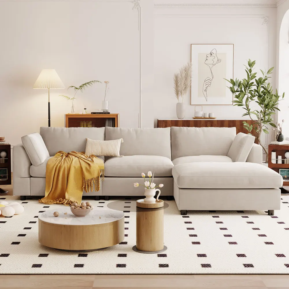 U_STYLE Upholstery Convertible Sectional Sofa, L Shaped Couch with Reversible Chaise
U_STYLE Upholstery Convertible Sectional Sofa, L Shaped Couch with Reversible Chaise