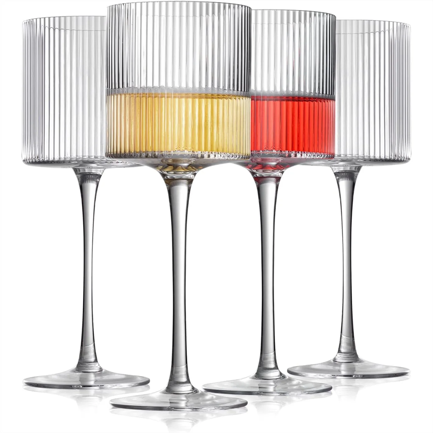 Square Wine Glasses Set of 4, Elegant Ribbed Design 12.5oz, Long Stem Unique Modern Shape for Red & White Wine
Square Wine Glasses Set of 4, Elegant Ribbed Design 12.5oz, Long Stem Unique Modern Shape for Red & White Wine